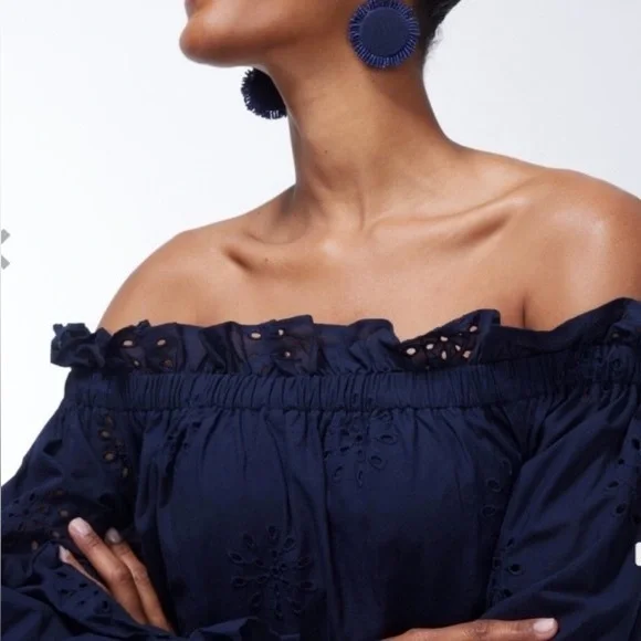 Chico’s Eyelet Off Shoulder Tiered Midi Dress - Picture 2 of 9